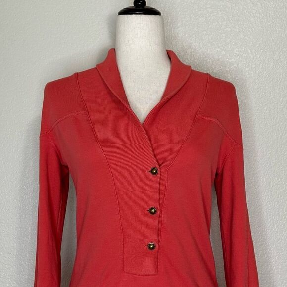 Citizens of Humanity 100% Cotton Shawl Collar Reddish Orange Sweatshirt - Picture 3 of 13